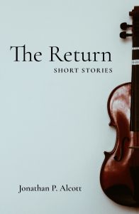 The Return book cover - half of an upright violin showing at right, grayish background